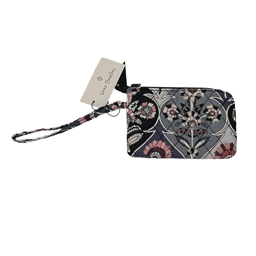 Vera Bradley Zip ID Case Ornate Blooms Floral Gray Pink NWT - Picture 3 of 4
